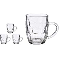 Set de 3 Jarras de Cerveza con asa- Jarra Cerveza Tradicional Reino Unido- Pinta Británica- Jarra de Cristal 280 ml